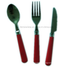 Stainless Steel Cutlery Set with Red Handle (FW007)